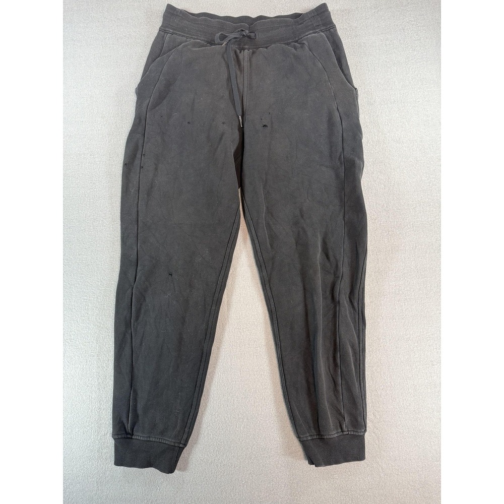 Lululemon Jogger Pants Womens 8 Black Fleece Sweatpants Elastic Waist Cuffed